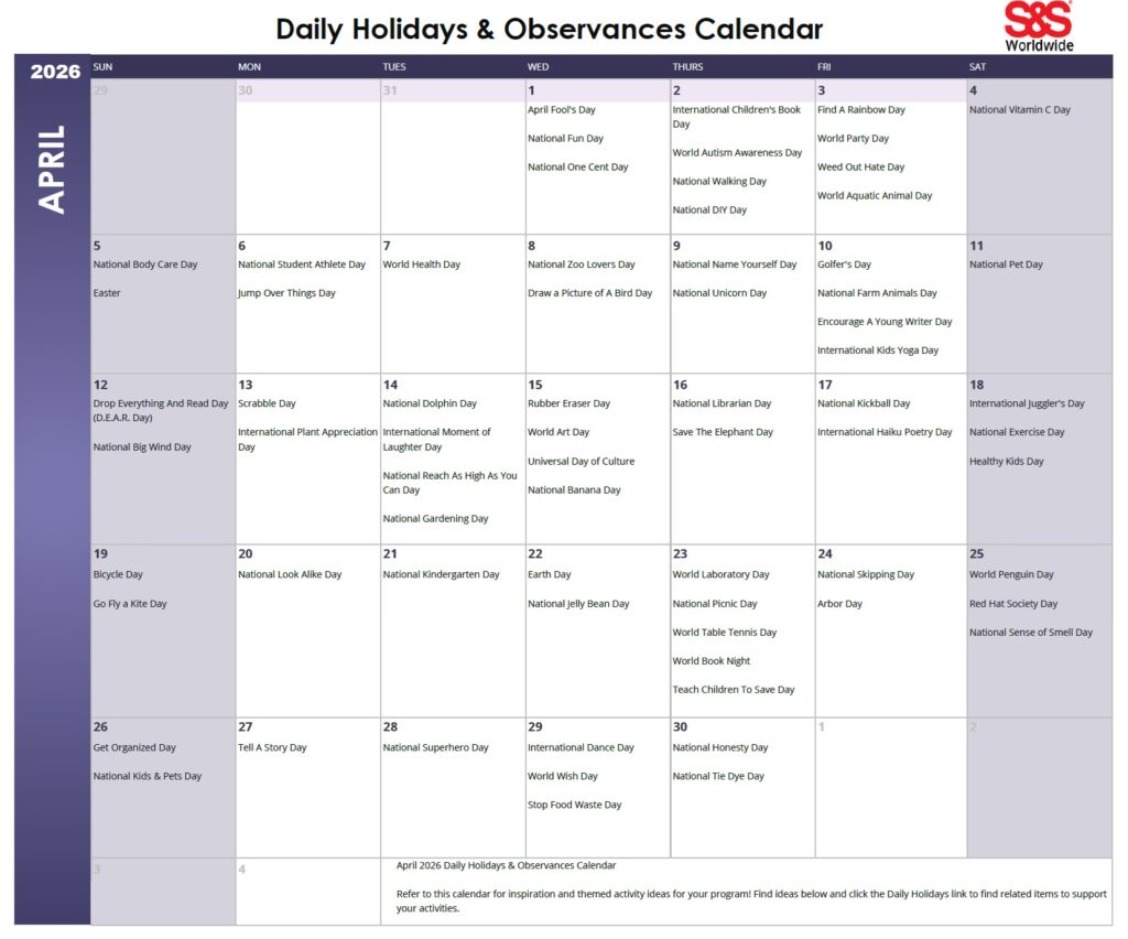 Daily Holidays Calendar Archives - S&S Blog
