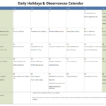 August Daily Holidays & Observances Printable Calendar