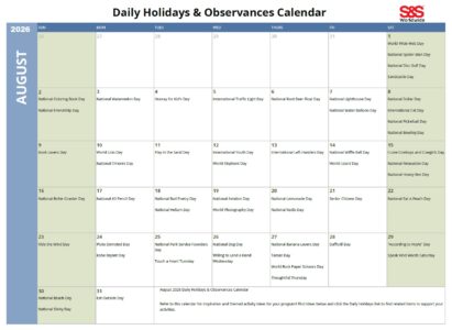 Daily Holidays Calendar Archives - S&S Blog