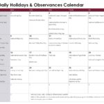 February Daily Holidays & Observances Printable Calendar