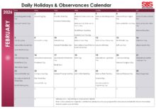 February 2026 Daily Holidays and Observances Printable Calendar
