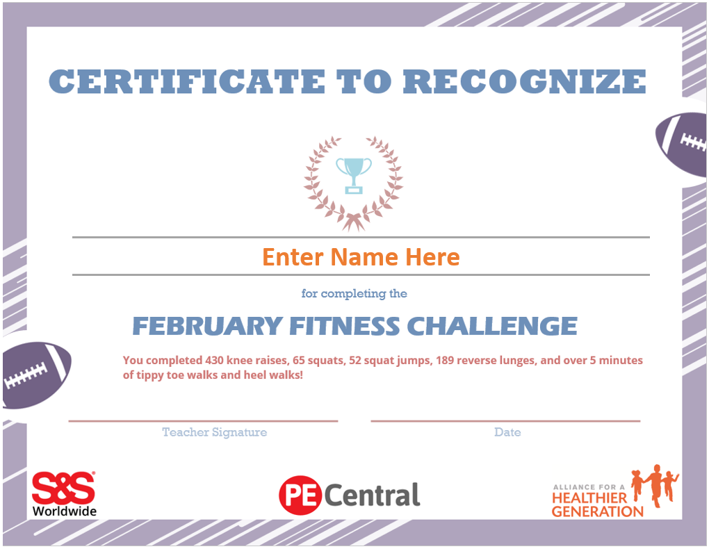 February Fitness Challenge Calendar Award 2020 S&amp;S Blog