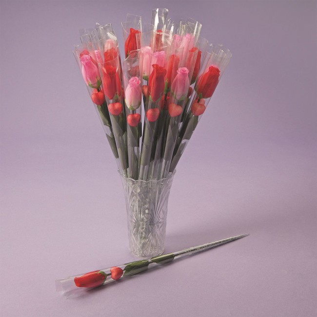Individually Wrapped Stem Roses with Hearts