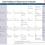 January Daily Holidays & Observances Printable Calendar
