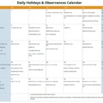 July Daily Holidays & Observances Printable Calendar
