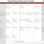 June Daily Holidays & Observances Printable Calendar