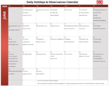 June 2026 Daily Holidays and Observances Printable Calendar