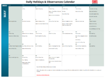 May 2023 Daily Holidays and Observances Calendar