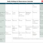 May Daily Holidays & Observances Printable Calendar