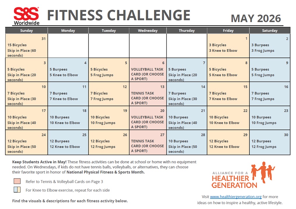 May Fitness Challenge Calendar 2026