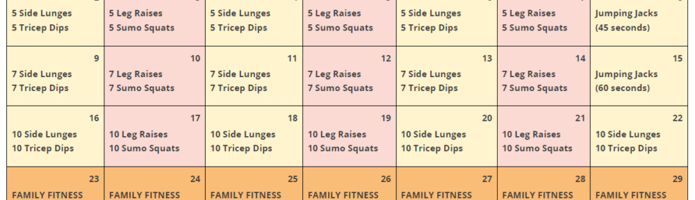 November 2025 Fitness Challenge Calendar