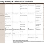October Daily Holidays & Observances Printable Calendar