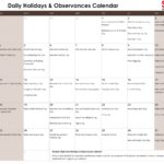 October Daily Holidays & Observances Printable Calendar