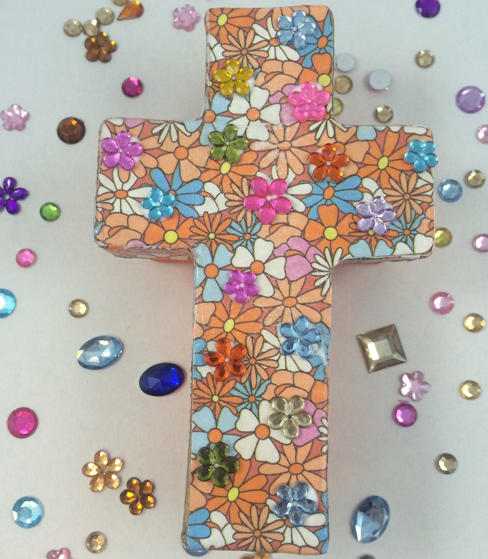Paper Mache christian cross trinket box S&S Blog