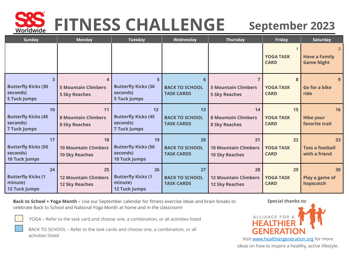 September Printable Fitness Challenge Calendar S S Blog September Printable Fitness Challenge Calendar S S Blog