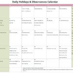 September Daily Holidays & Observances Printable Calendar