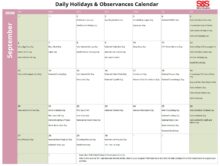 September 2026 Daily Holidays and Observances Printable Calendar