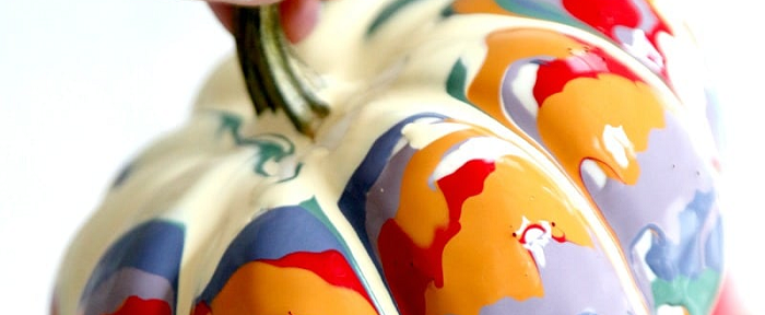 drip painting pumpkin