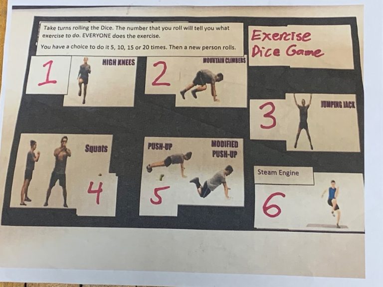 Exercise Dice Game Using Task Cards & Literacy Strategies in PE S&S