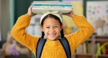 girl with school books
