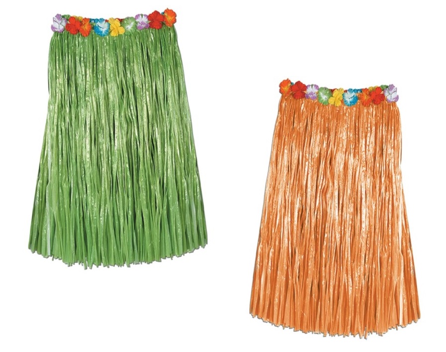 Hawaiian Grass Skirt Male 6-Pack Adult Luau Hula Skirts - 24" Grass Color With Flowers Hula Skirt Dollar Tree