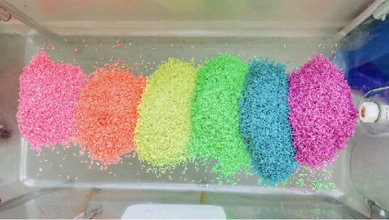 Painted Rice How to Make a DIY Glowing Rice Sensory Bin - S&S Blog