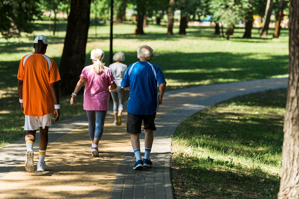 senior residents walking