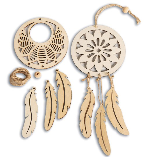 DIY Unfinished Wood Dream Catcher Craft Kit - Makes 3